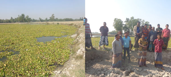 ফুলবাড়ীর পাঠকপাড়া গ্রামে প্রতিপক্ষদের পুকুর দখলের চেষ্টা